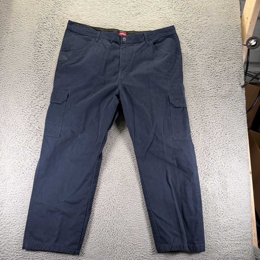 Wrangler Pant Mens 42x30 Blue Cotton Cargo Straight Utility Workwear Technician‎
